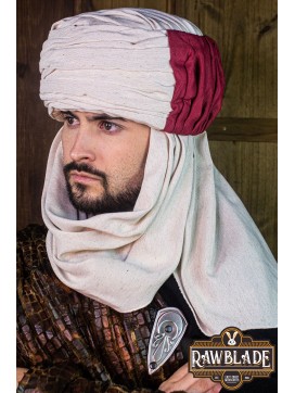 Vaishir Turban - White and Bordeaux