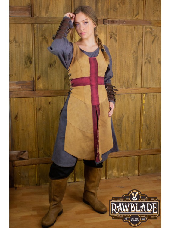 Crussader Knight Tabard, Woman - Light Brown/Red