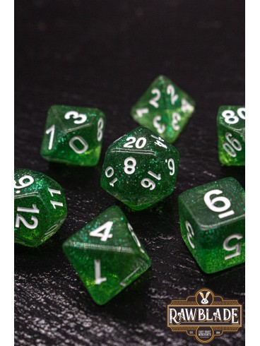 Glitter Dice Set - Green