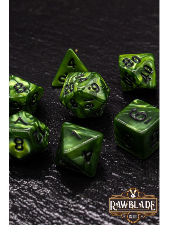 Marble Dice Set - Dark Green