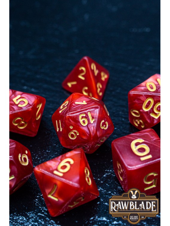 Marble Dice Set - Red/Gold