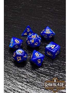 Marble Dice Set - Blue/gold