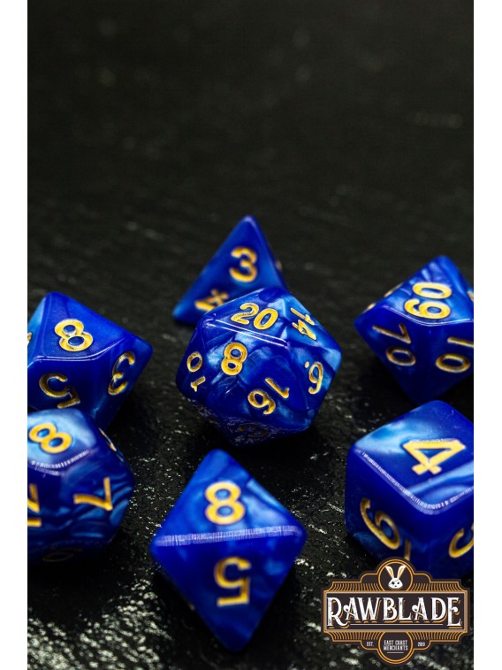 Marble Dice Set - Blue/gold