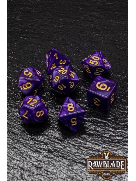 Marble Dice Set - Purple/gold