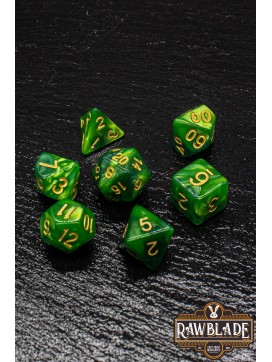 Marble Dice Set - Green/Gold