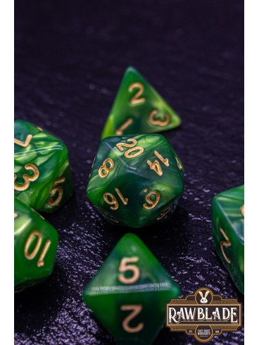 Marble Dice Set - Green/Gold