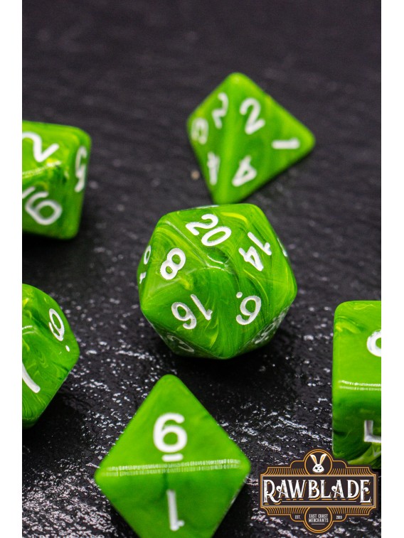 Marble Dice Set - Lime Green