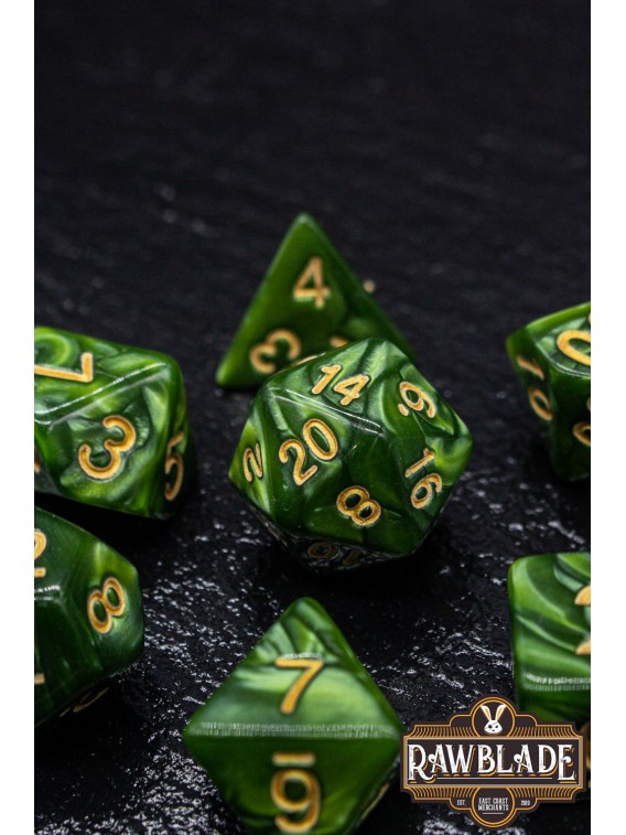 Marble Dice Set - Forest Green