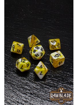 Marble 2 Colors Dice Set - Yellow/White