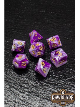 Marble 2 Colors Dice Set - Purple/White