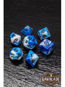 Marble 2 Colors Dice Set - Blue/White