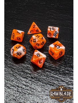 Marble 2 Colors Dice Set - Orange/White