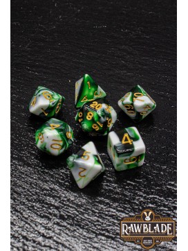 Marble 2 Colors Dice Set - Green/White