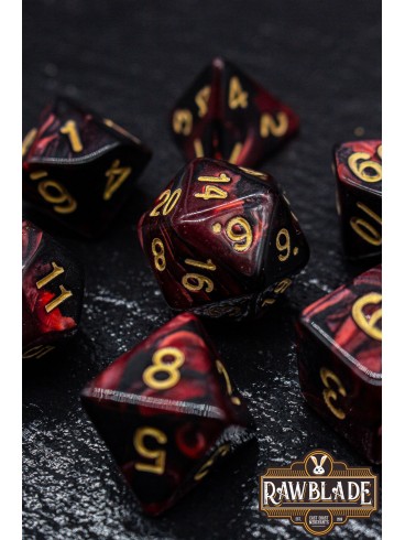 Marble 2 Colors Dice Set - Red/Black