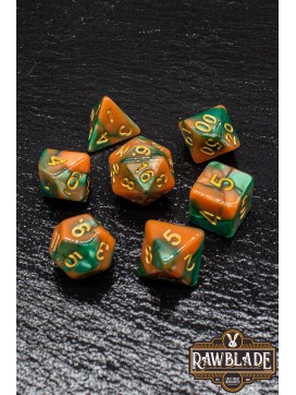 Marble 2 Colors Dice Set - Orange/Green