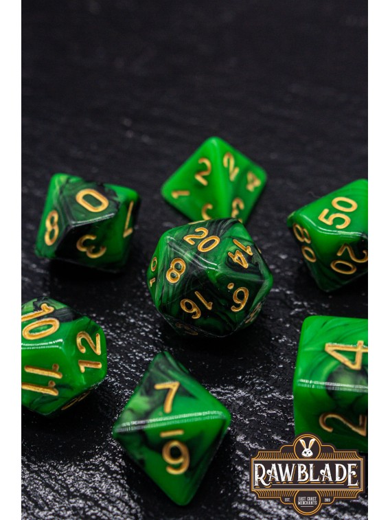 Marble 2 Colors Dice Set - Green/Black