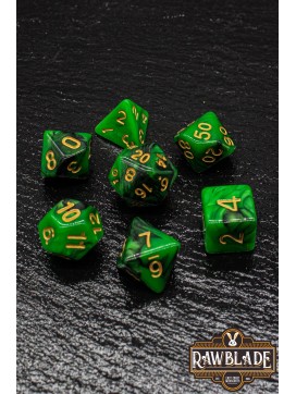 Marble 2 Colors Dice Set - Green/Black