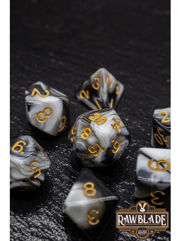 Marble 2 Colors Dice Set - White/Black