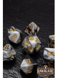 Marble 2 Colors Dice Set - White/Black