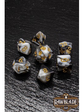 Marble 2 Colors Dice Set - White/Black