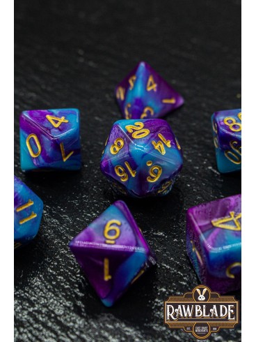 Marble 2 Colors Dice Set - Blue/Purple