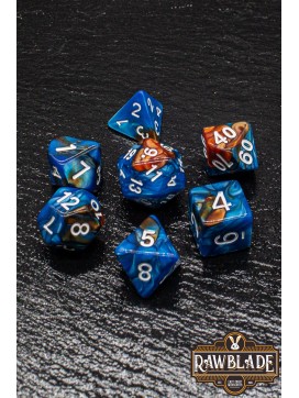 Marble 2 Colors Dice Set - Orange/Blue