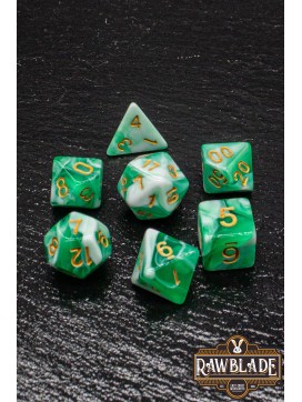 Marble 2 Colors Dice Set - Lime Green/White