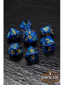 Marble 2 Colors Dice Set - Blue/Black