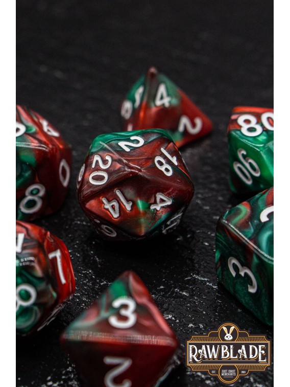 Marble 2 Colors Dice Set - Green/Red