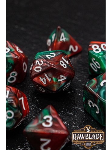 Marble 2 Colors Dice Set - Green/Red