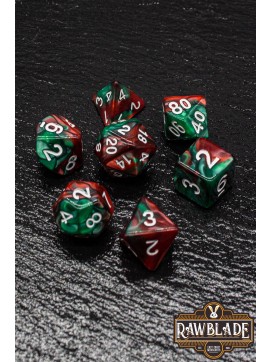 Marble 2 Colors Dice Set - Green/Red