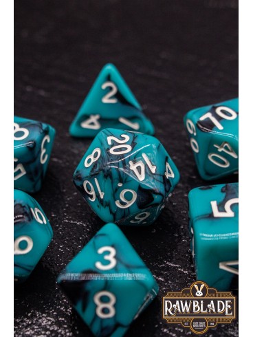 Marble 2 Colors Dice Set - Turquoise/Black