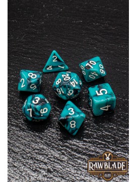 Marble 2 Colors Dice Set - Turquoise/Black