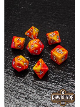 Marble 2 Colors Dice Set - Yellow/Red