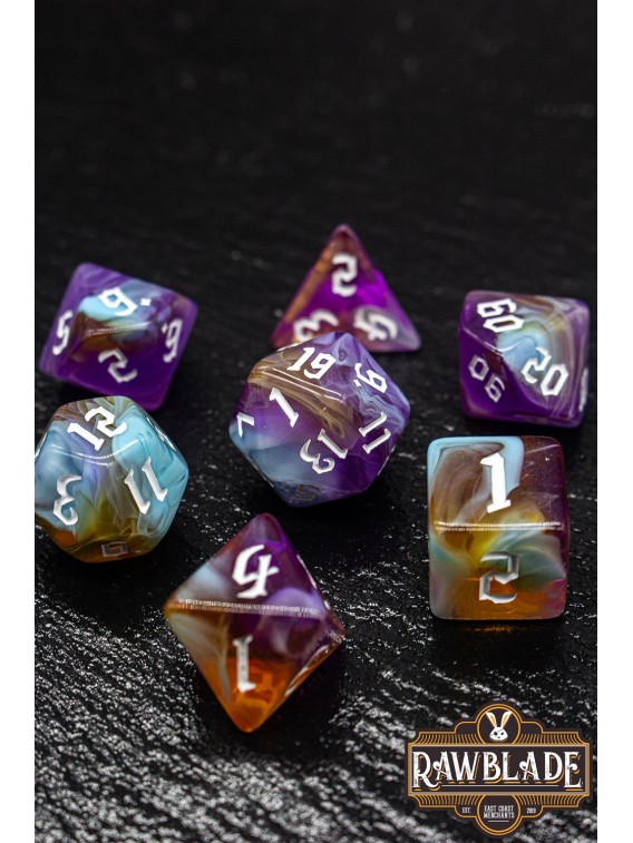 Marble 4 Colors Gothic Dice Set - Celestial Amber