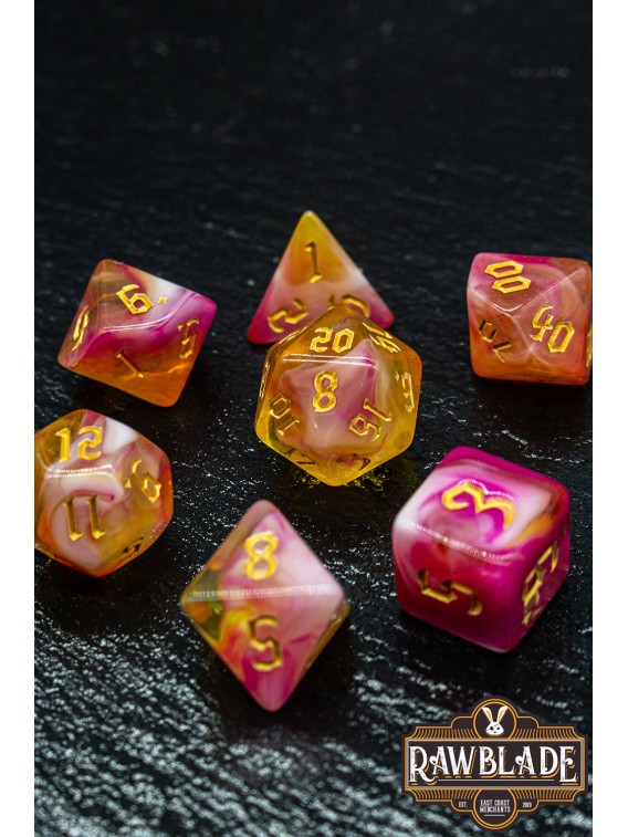 Marble 4 Colors Gothic Dice Set - Amber Orange