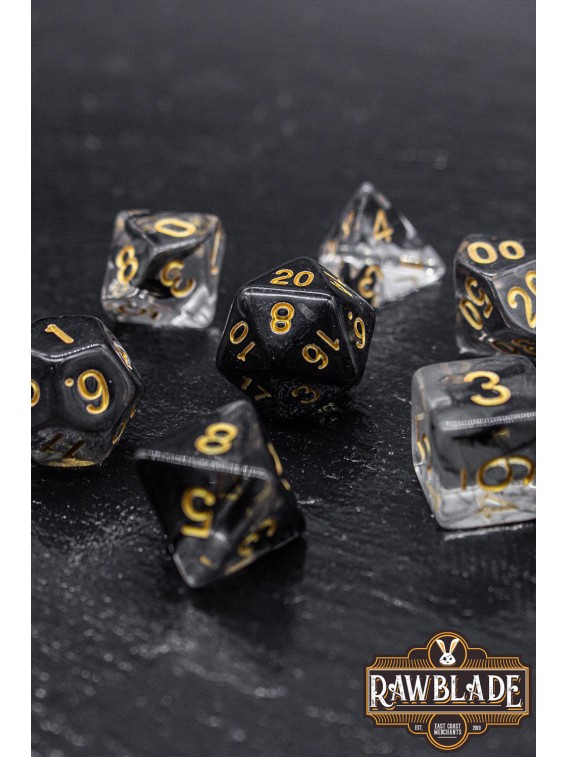 Marble Transparent Dice Set - Transparent Black