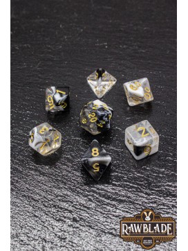 Marble Transparent Dice Set - Transparent Black/White