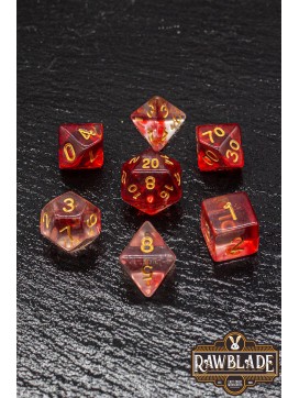 Marble Transparent Dice Set - Transparent Red