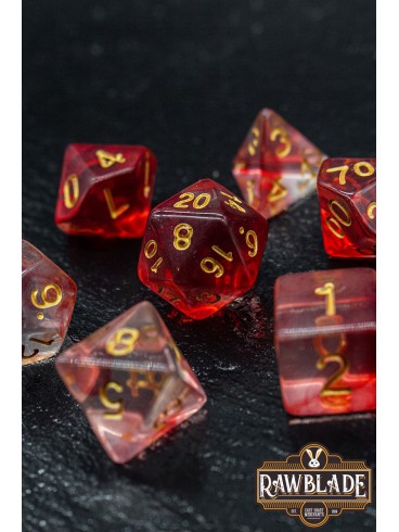 Marble Transparent Dice Set - Transparent Red