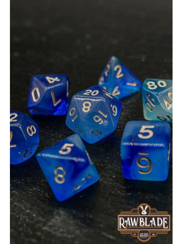 Marble Transparent Dice Set - Transparent Dark Blue