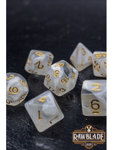 Marble Transparent Dice Set - Transparent White