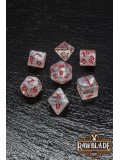 Marble Transparent Dice Set - Transparent White/Red