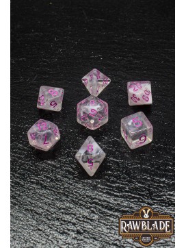 Marble Transparent Dice Set - Transparent White/Pink