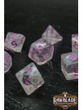 Marble Transparent Dice Set - Transparent White/Pink