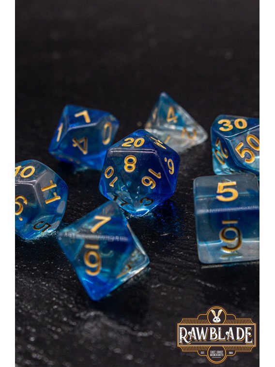 Marble Transparent Dice Set - Transparent Blue