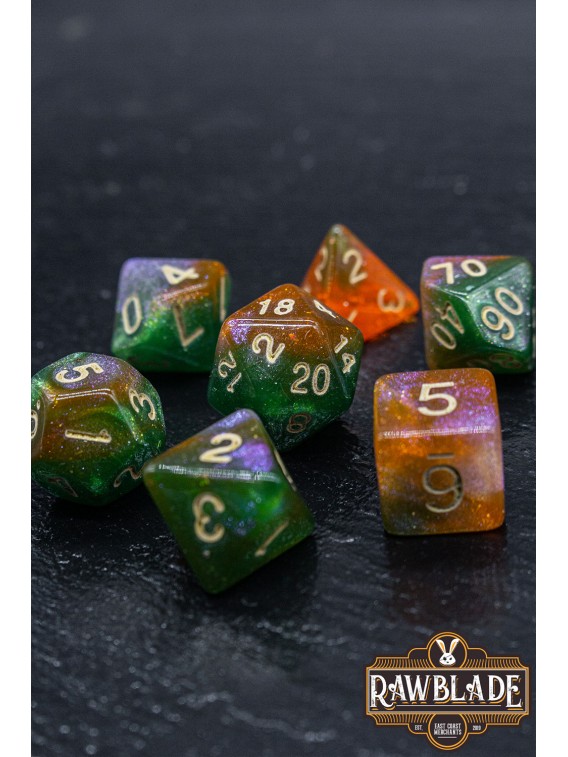 Nebula Dice Set - Verdant Stardust