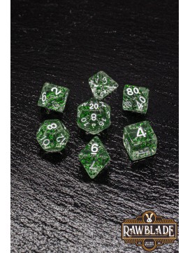 Transparent Glitter Dice Set- Green