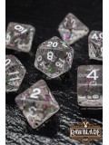 Transparent Glitter Dice Set - Rainbow