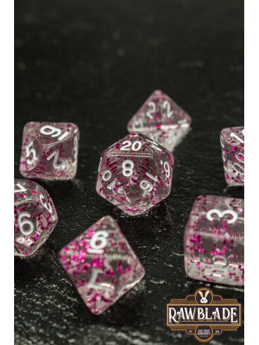 Transparent Glitter Dice Set- Blue